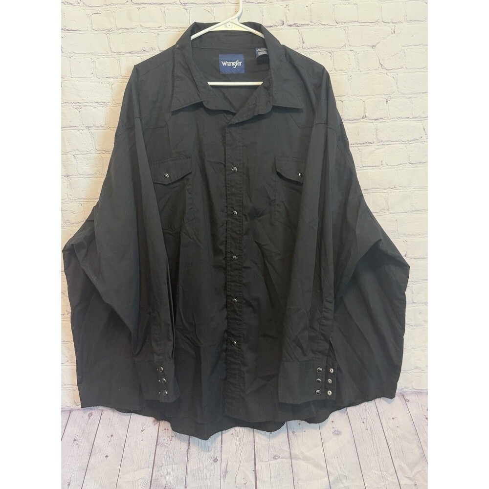 Wrangler Button Up Shirt Men’s 4X Black Pearl Snap Western Cowboy Long Sleeve